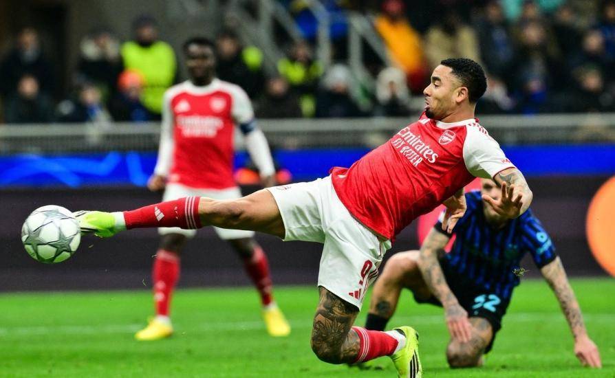 欧冠16强首队诞生！热苏斯双响，阿森纳3-1国米破魔咒造队史纪录